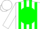 White, white 'tg' on blue and green ball, blue and green stripes, white cap