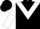 Black, white slash 'k', white chevron on back, white sleeves