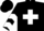 Black, white 'pd' in horseshoe, white cross on back, white chevrons on sleeves