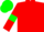 Red, green armlets and cap