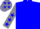 Blue body, grey arms, blue stars, grey cap, blue stars