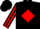 Black, red diamond frame, red diamond stripe on sleeves, black cap