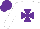 White, purple maltese cross and cap