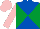 Royal blue and emerald green diabolo, pink sleeves and cap