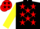 Black, red stars, yellow sleeves