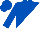 Royal blue and white halved diagonally, royal blue sleeves and cap