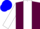 Maroon, white stripe, white sleeves, blue cap