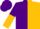 Purple and gold halves, gold 's'