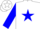 White, blue star of david, blue bands on sleeves