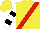 Yellow, red sash, black hoops on white sleeves