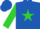 Royal blue, lime star, royal blue hoops on lime sleeves, royal blue cap