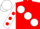 Red, large white spots, white sleeves, red spots, white cap