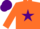 orange, purple star, purple cap