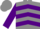 Grey, purple chevrons, purple sleeves, grey cap