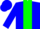 Blue, green triangular v panel, blue cap