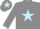 Grey body, light blue star, grey arms, grey cap, light blue star