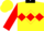 Yellow, black ts, front, red diamond hoop, black collar, red diamond sleeves, black cuffs