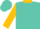 Turquoise, 3 gold shamrocks, turquoise gab, gold collar, gold shamrock sleeves, gold cuff