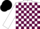 White body, garnet checked, garnet arms, black cap