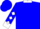Blue, white h/t, white collar & trim, blue sleeves, white diamonds, white cuffs