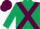 dark Green, Maroon cross belts, dark Green sleeves, Maroon cap