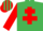 Emerald green, red cross of lorraine, red sleeves, emerald green armlet, emerald green & red striped cap