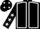 Black, white seams, black sleeves, white stars, black cap, white spots