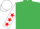 EMERALD GREEN, WHITE sleeves, RED stars, WHITE cap