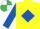 Yellow, royal blue diamond & sleeves, white & emerald green quartered cap