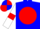blue, red ball, white sleeves, red armlets, blue and red quartered cap
