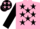 pink, black stars, black sleeves, black cap, pink stars
