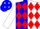Blue & white halved, red diamonds on white sleeves