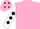 Pink,  black & white horseshoe brand pk, white sleeves, black diamonds