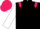 Black body, rose epaulettes, white arms, rose cap