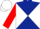Dark blue and white diabolo, red sleeves, white cap