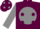 Maroon, grey ball, maroon dots on grey sleeves