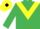 Emerald green, yellow chevron, yellow cap, black diamond