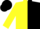 Yellow and black halved, yellow sleeves, black cap