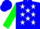 Blue, white 'fournier' white stars, green 'f' blue collar, green sleeves, blue cuffs
