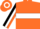Neon orange, white hoop, orange & black horse emblem, black & white stripe slvs