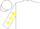 White, yellow 'd', black 'm', yellow diamonds on sleeves