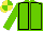 Light green body with black seams, yellow arms with black seams, yellow cap with light green quartered