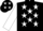 Black body, white stars, white arms, black cap, white stars