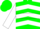 Green, white chevrons, white hoop on sleeves, green cap