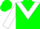Green, white triangular panel, green stripe on white sleeves, green cap