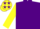 Purple, yellow  'dragonfly', purple stars on yellow sleeves