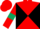 Red and black diabolo, red sleeves, dark green armlets, red cap