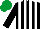 Black and white stripes, emerald green cap