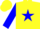 Yellow, blue star, blue star on sleeves, yellow cap