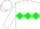 White, green diamond belt, blue bars on white sleeves, white cap